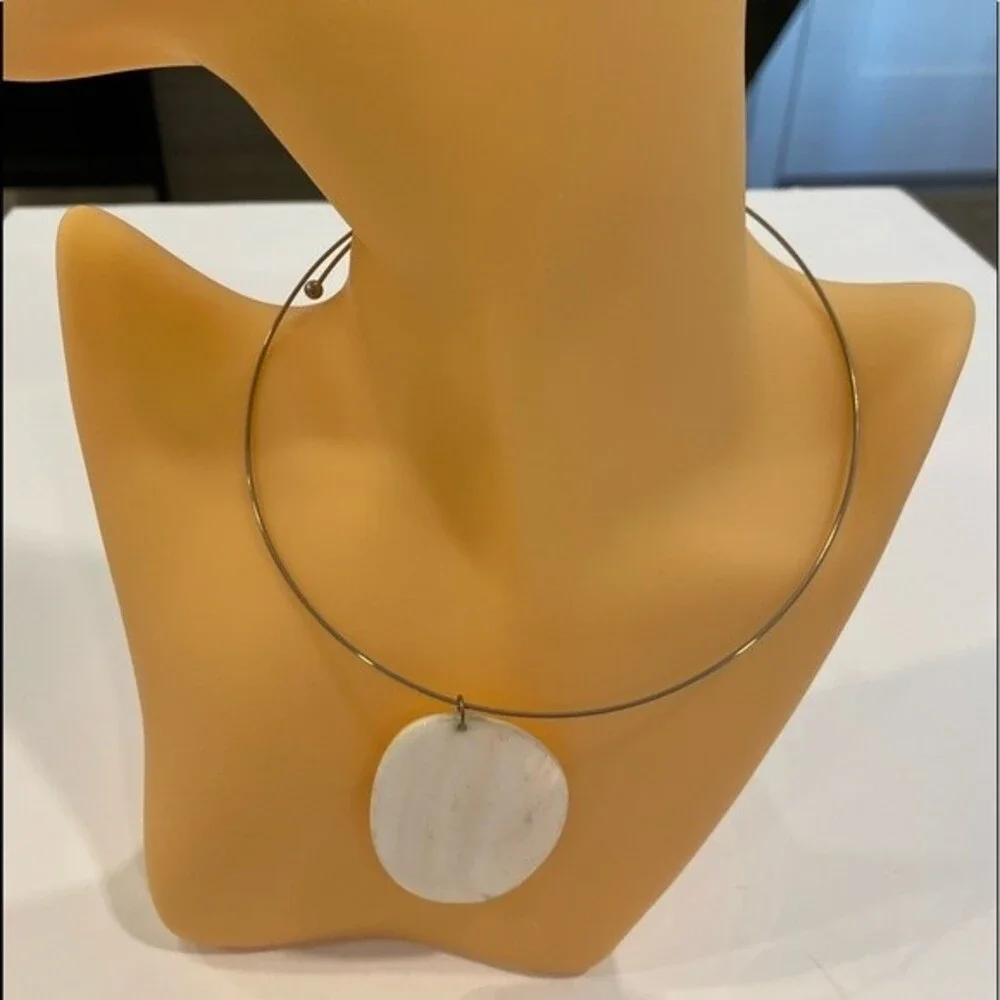 Genuine Mother of Pearl Silver Choker With Comfortable 17.5” Circumference.
